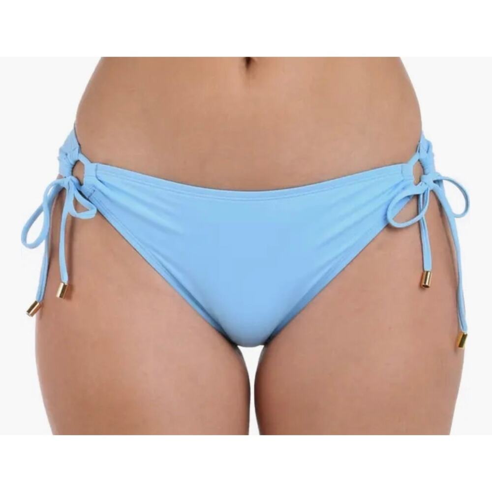 La Blanca Island Goddess Crystal Blue Tie Side Hipster Bikini Bottom 8 NWT